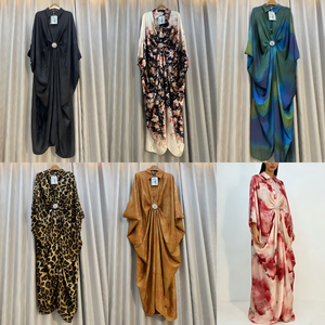 Robe longue kaftan élégante noire et or pour femme, style vintage, modeste, <span class=keywords><strong>kimono</strong></span>, pour l'Aïd, coupe ample et décontractée, taille unique - Product Image 2
