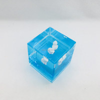 Presse-papiers en acrylique Water Cube avec flotteurs en résine 3D, scène 3D, jouet anti-stress de bureau, décoration dynamique