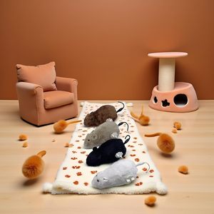 Jouets interactifs : Souris en peluche à remonter, jouet pour chat, jouet pour animaux de compagnie, jouet de course pour chats - Product Image 4