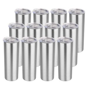 Juego de Vasos Rectos y Delgados de 20 Onzas, Vasos Delgados de Acero Inoxidable para Viaje, Paquete de 50 para Regalo de Cumpleaños, Plateado - Product Image 3