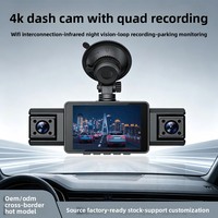 Nouvelle caméra embarquée Wi-Fi 4 canaux 4K HD, enregistrement avant et intérieur, quatre objectifs, angle de 170°, détection de mouvement, enregistrement en boucle, compatible smartphone