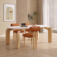 Chaise de salle à manger en tissu velours blanc de style simple et moderne, chaise de salle à manger nordique avec pieds en bois massif