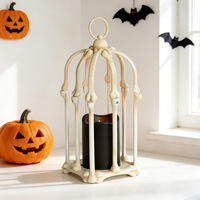 Linterna de Plástico con Forma de Jaula de Pájaro para Halloween, Vela Electrónica LED de Simulación, Decoración de Mesa para Casa Embrujada o Escape Room