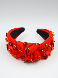 Nuovo Accessorio per Capelli alla Moda per San Valentino, Cerchietto a Cuore con Perle e Strass, Bordo Largo <span class=keywords><strong>Rosa</strong></span> - Product Image 5