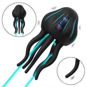 Vibrador Doméstico Jellyfish Trainer 121x60x60mm Negro Rojo USB Recargable Impermeable Vibración Juguete Sexual para Adultos - Product Image 1