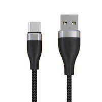 Kabel USB A ke USB C 3A Pengisian Cepat, Kabel Data Tipe C Berbahan Nilon Kepang, Cangkang Aluminium, Kabel Charger 480Mbps untuk Smartphone