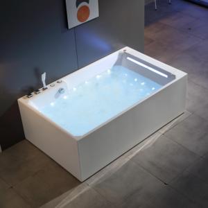อ่างอาบน้ำอะคริลิคสำหรับนวดผ่อนคลายสำหรับผู้ใหญ่ 2 คน ยี่ห้อ Hotel&Home พร้อมระบบนวดจากุซซี่ อ่างน้ำร้อนทันสมัยสำหรับครอบครัว ใช้ในบ้าน พร้อมหมอนและระบบน้ำตก - Product Image 1