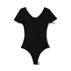 Body de punto de manga corta con cuello redondo y ajuste ceñido estilo dulce para mujer, ideal para verano - Product Image 4