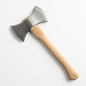 Hache viking à double tête en acier haute teneur en carbone, fabriquée à la main par SCL, pour la survie, le camping, la coupe quotidienne des arbres. - Product Image 1