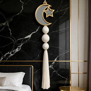 <span class=keywords><strong>Tapiz</strong></span> de Macramé Grande y Único con Estrellas y Luna, con Borlas y Espejos, Decoración de <span class=keywords><strong>Pared</strong></span> <span class=keywords><strong>para</strong></span> el Hogar, Arte Decorativo <span class=keywords><strong>para</strong></span> el Comedor - Product Image 5