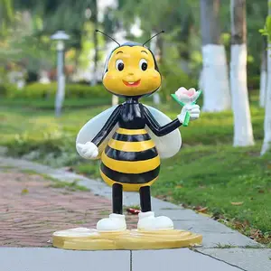 Karikatür arı heykel açık bahçe böcek hayvan fiberglas arı süs