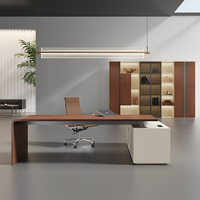 Meubles de bureau en bois modernes, table de bureau de luxe en forme de L avec angle réglable, bureau de direction avec armoire latérale