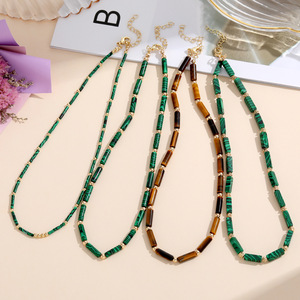 Collier ras du cou en pierres naturelles colorées à motifs géométriques, bijou de fête, chaîne de clavicule, style simple et décontracté - Product Image 3
