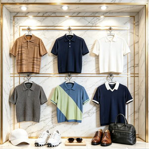<span class=keywords><strong>Polo</strong></span> de Punto para Hombre, Manga Corta, Puño Acanalado, Clásico, Transpirable, Informal de Negocios, Suéter de Golf - Product Image 1