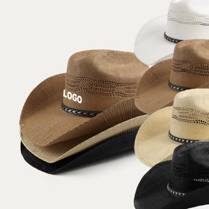 Vente en gros Mexique Chapeau de paille à large bord pour homme et femme, style <span class=keywords><strong>western</strong></span> jazz, sombreros de paja, chapeau de cowboy et de cowgirl pour homme, été - Product Image 3