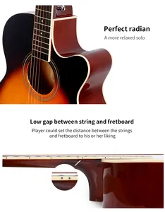OEM 40 inch cutaway vân sam đầu EQ Equalizer Acoustic Guitar