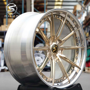 Cerchi Forgiati Scomponibili a 2 Pezzi con Razze Multiple e Bordo a Gradino, Finitura Oro Spazzolato 6061-T6 per Porsche Ferrari Supercar - Product Image 3