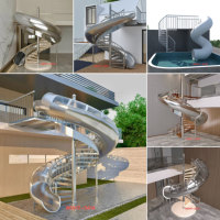 Glissière d'évacuation en cas d'incendie pour piscine extérieure, glissière en spirale pour enfants, escalier en spirale en acier inoxydable 304