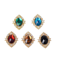 Boutons en alliage de pierres précieuses ovales en forme de losange avec strass pour chaussures, vêtements, sacs, accessoires pour cheveux et bricolage