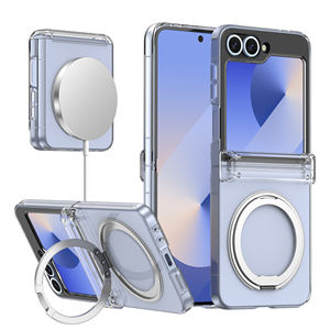 La última funda de teléfono transparente de PC duro para <span class=keywords><strong>Samsung</strong></span> Galaxy Z <span class=keywords><strong>Flip</strong></span> 6, funda protectora con soporte de anillo magnético para <span class=keywords><strong>Samsung</strong></span> Z <span class=keywords><strong>Flip</strong></span> 5 - Product Image 2
