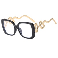 Lunettes unisexes de style britannique anti-lumière bleue, monture carrée en PC et métal avec branches en forme de serpent, équipées d'une correction de la myopie