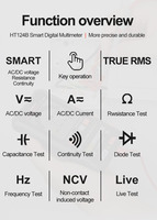 Multimètre numérique intelligent portable professionnel True RMS AC/DC à gamme automatique, meilleur testeur de batterie de voiture, 4000 points de lecture, 0,5 %, 600 V