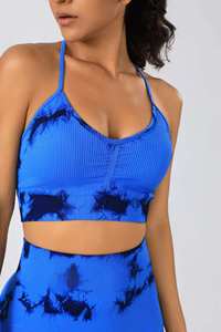 Meilleures Ventes : Ensemble de Sport 2 Pièces Grande Taille Sans Coutures pour Femme, Pantalon Taille Haute Rehausse-Fessier et Gilet Dos Nageur Tie-Dye pour Yoga d'Été - Product Image 2