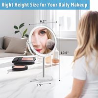 Factory Wholesale Personalized Lighted 360 Rotation LED Double Sided Foldable Magnifying Cosmetic Mirror 1X/10X Desktop Vanity