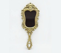 Miroir à main sculpté vintage européen, miroir de vanité décoratif de luxe léger, artisanat