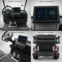 Mobil Golf Listrik 4 Kursi 60V Baterai Bebas Perawatan Kaca Depan Lipat Lampu LED untuk Villa