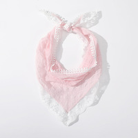 Foulard triangulaire en dentelle blanche pour femme, brodé de fleurs, en maille, bandana, accessoires pour cheveux, vente en gros