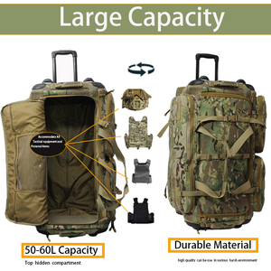 Bolsa de Lona Táctica con Ruedas OEM, Ligera y Duradera, Material 600D, Color/Logotipo Personalizado, Bolsa de Equipaje para Exteriores, Múltiples Compartimentos - Product Image 3