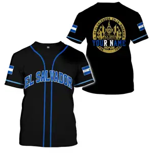 Personalizado Nome da equipe números T-shirt El Salvador Jersey atacado solto mangas curtas Tops Drop Shipping produtos 2023