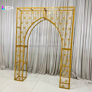 LEDA Custom Retro Luxury Gold Metal Arch Modern Custom Hollow Carving Wedding <b>Backdrop</b> <b>Stand</b> for Wedding Events - Product Image 4