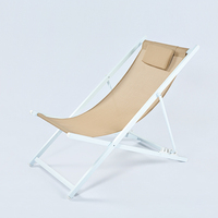 TIPTOP Chaise de patio en aluminium ondulée avec appui-tête confortable, design ergonomique, chaise pliante pour le camping en plein air