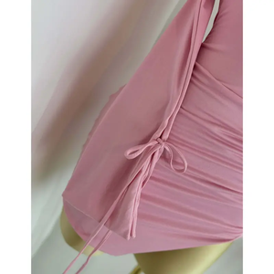 Abito Sexy a maniche lunghe con collo a una spalla per Mini abito da donna a doppio strato - Product Image 2