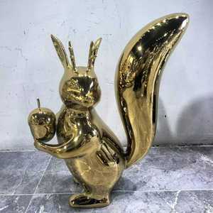 Electroplated <b>Squirrel</b> Fiberglass Animal Sculpture Outdoor Floor Mount Decorative Landscape <b>Ornament</b> - Product Image 1