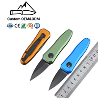 Petit couteau de camping pliant en acier 5CR13 avec manche en aluminium, qualité industrielle OEM, mini porte-clés, logo personnalisé, EDC, pointe tombante