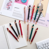 Stylo bille et stylet 2 en 1 en métal rose doré de qualité supérieure avec logo gravé personnalisé pour cadeaux d'entreprise, utilisation au bureau