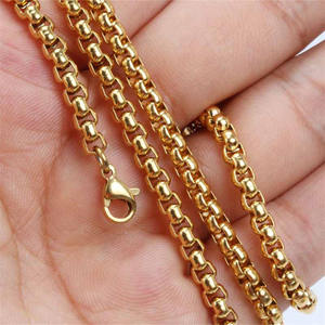 Hiphop पंक सरल डिजाइन फ्रेंको सामान पुरुषों के गहने 24k सोने स्टेनलेस स्टील श्रृंखला हार - Product Image 4