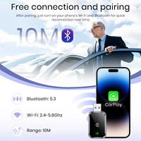 Dongle nirkabel 2 dalam 1 Apple CarPlay kotak AI Android Auto USB tpi-c berkabel ke adaptor nirkabel untuk adaptor