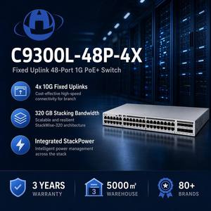 อุปกรณ์เครือข่ายที่จำเป็นดั้งเดิม C9300L-48P-4X สวิตช์เครือข่ายที่มีการจัดการ StackWise-320อัปลิงค์แบบถาวร4x10กรัม - Product Image 1