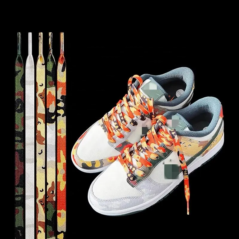 Camouflage Army Green Man Shoelaces Creative Unisex Flat Canvas Sneakers Jor-dans AF SB Dunks Flat Shoes Laces Shoes Strings