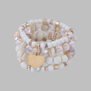 Vendita calda elegante Multi-strato combinazione di braccialetto di fascino bohémien per le donne in acrilico bracciale con perline a cuore - Product Image 2