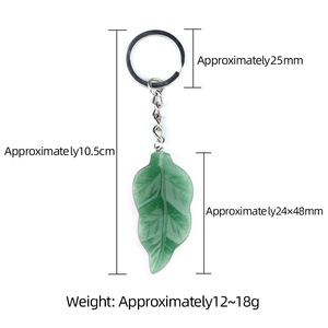 Grand porte-clés en pierre en forme de feuille, vintage, sculpté, en cristal, pierre précieuse, pendentif décoratif pour homme et femme, idée cadeau - Product Image 5