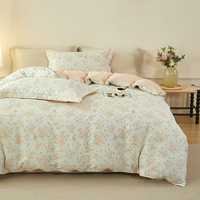 Parure de lit Alenhome pour filles, imprimé pastoral frais, 100% coton, housse de couette et drap en pur coton doux pour adolescents et étudiants en dortoir