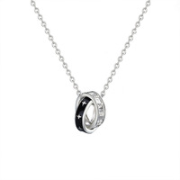 Collier de couple en argent sterling S925, motif bande de Möbius, pendentif boucle d'anneau, chaîne de clavicule tendance pour femme, passe-partout