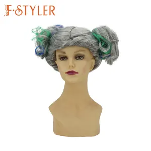 FSTYLER rambut gila ilmuwan rambut penjualan laris wig karnaval Halloween obral Besar wig cosplay sintetis pesta kustom pabrik