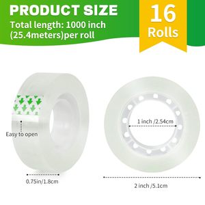 Canada 1 Inch Lõi Rõ Ràng Trong Suốt <span class=keywords><strong>Bopp</strong></span> Nước Kích Hoạt Văn Phòng Phẩm Băng 16 Cuộn Gói Duy Nhất Không Thấm Nước Cho Văn Phòng Nhà Quà Tặng - Product Image 3