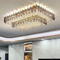 Lustre circulaire moderne de luxe PM en cristal K9, luminaire de plafond double couche en forme de gâteau pour salle à manger et salon